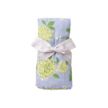 Load image into Gallery viewer, Hydrangea Muslin/ Blue Swaddle  Blanket