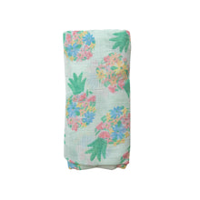 Load image into Gallery viewer, Pretty Pineapples/Blue Swaddle  Blanket