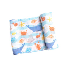 Load image into Gallery viewer, WAVEY SEA CREATURES Swaddle  Blanket