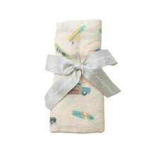 Load image into Gallery viewer, Woody Surf Sharks/Tan Swaddle  Blanket