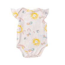 Load image into Gallery viewer, Inky Bees/Pink Ruffle Slv Bodysuit