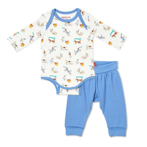 Howlarious Organic Cotton Magnetic Bodysuit & Harem Pants