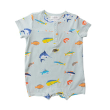 Load image into Gallery viewer, Tropical Fish Boy/Blue Henley Shortall