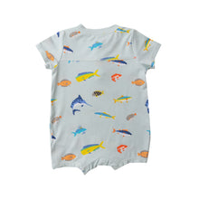 Load image into Gallery viewer, Tropical Fish Boy/Blue Henley Shortall
