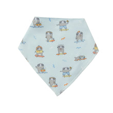 Load image into Gallery viewer, Skater Sloth Bandana Bib Blue