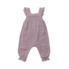 Load image into Gallery viewer, SOLID MUSLIN SMOCKED FRONT  COVERALL Lavendar