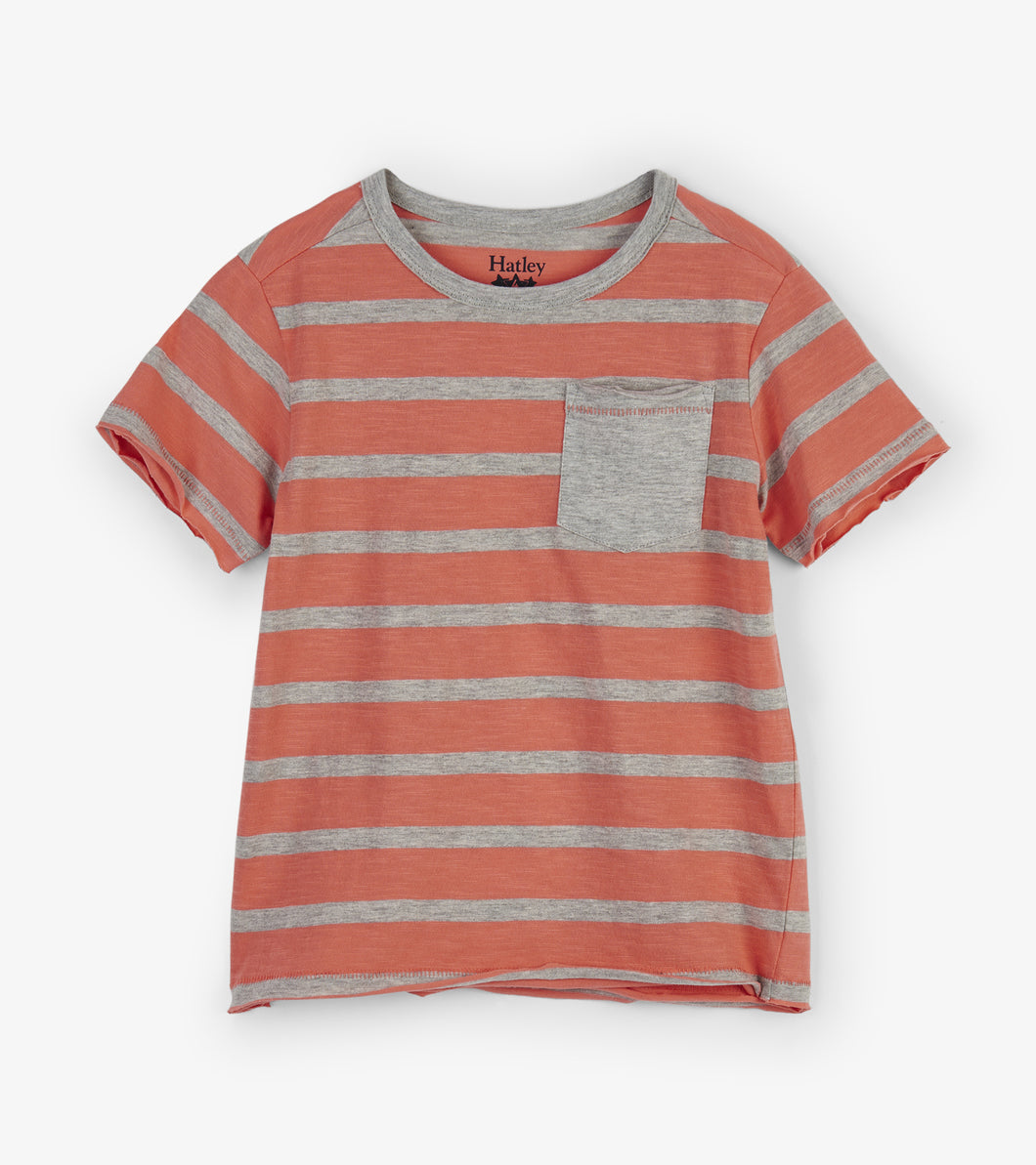 Coral Stripes Graphic Tee