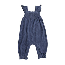 Load image into Gallery viewer, Denim Smocked Front Coverall Blue