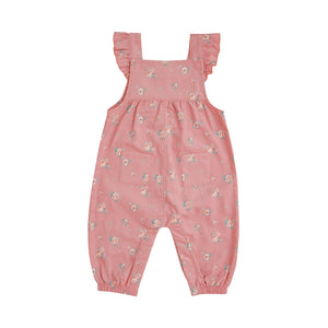 Mini Rose Corduroy Ruffle Overalls Pink