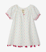 Load image into Gallery viewer, Rainbow Swiss Dot Baby Notched Neck Dress - White