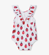 Load image into Gallery viewer, Love Bugs Baby Ruffle Swimsuit - White
