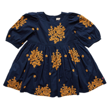 Load image into Gallery viewer, Girls Brooke Dress - Navy Embroidery
