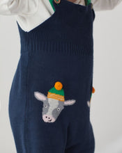 Load image into Gallery viewer, Parson Knitted Dungaree Set - Navy Cows