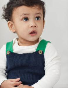 Parson Knitted Dungaree Set - Navy Cows