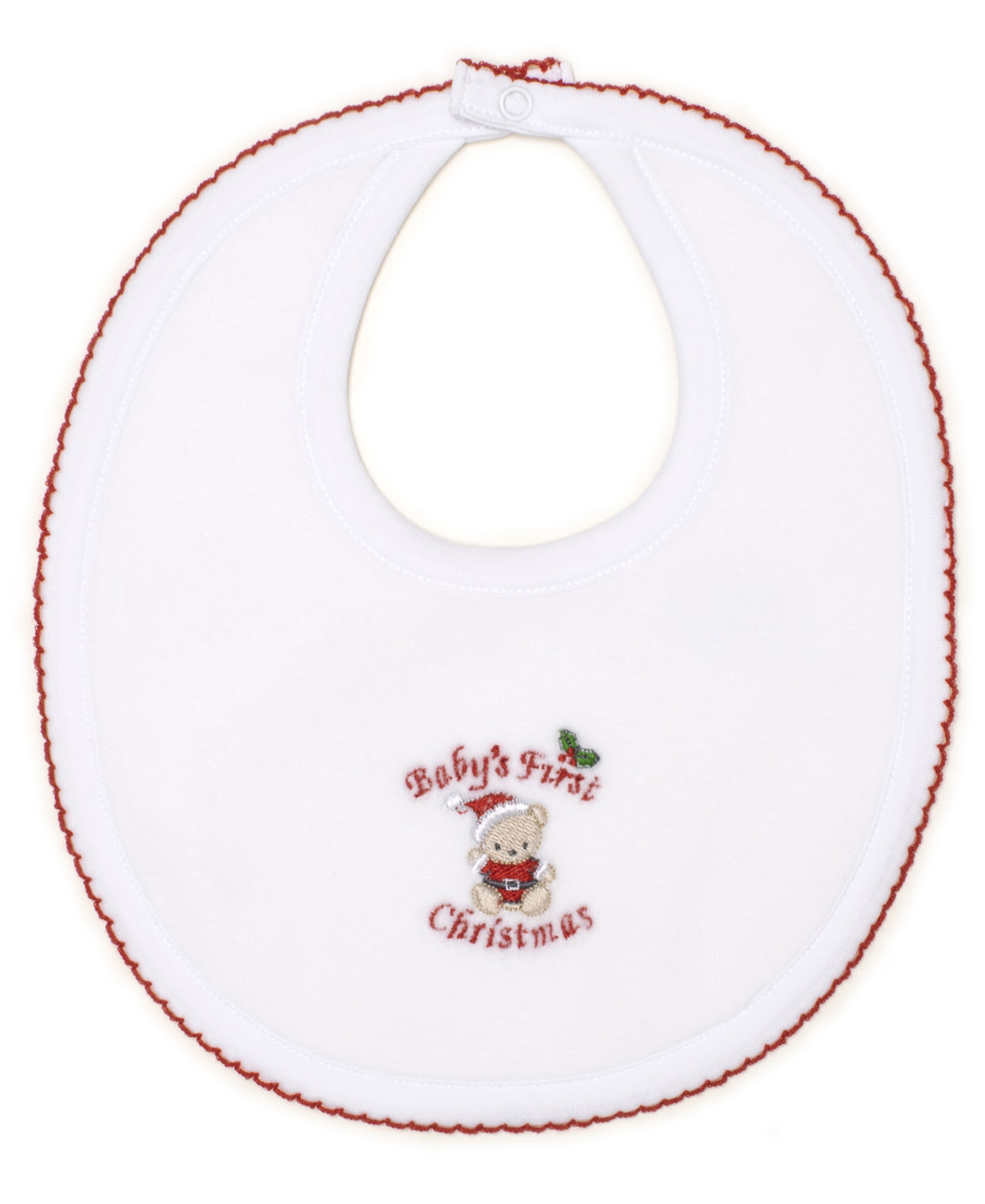 Baby's First Christmas 19 Velour Bib - White/Red