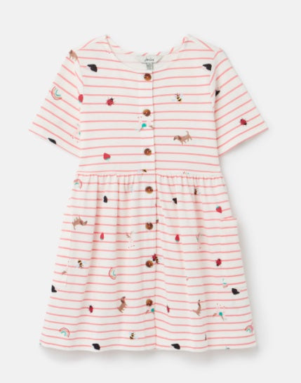 Liddie Button Through Smock Dress - Pink Stripe Icon