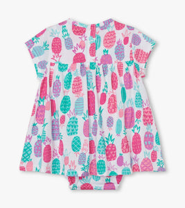 Pineapple Doodles Baby One-Piece Dress - White