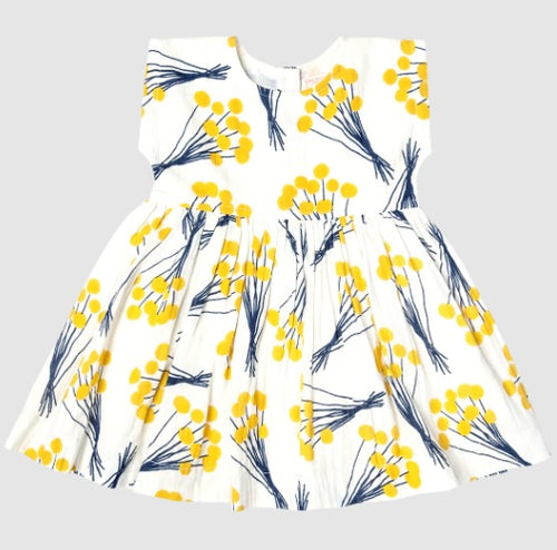 Girls Adaline Dress - Yellow Pom Pom