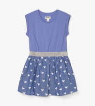 Load image into Gallery viewer, Butterfly Kaleidoscope Elastic Waist Dress - Jacaranda Melange