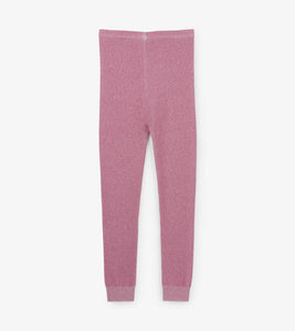 Rose Glimmer Cable Knit Leggings