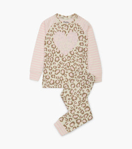 Painted Leopard Organic Cotton Raglan Pajama Set - Cami Lace