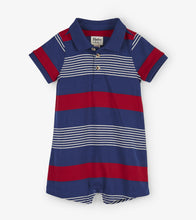 Load image into Gallery viewer, Navy Stripes Baby Romper