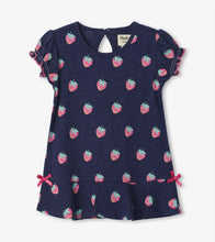 Load image into Gallery viewer, Strawberries Baby Flounce Hem Dress - Patriot Blue