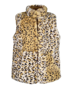 Zip Front Vest Caramel Leopard