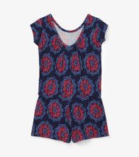 Load image into Gallery viewer, Painted Poppies Faux Dress Romper - Patriot Blue