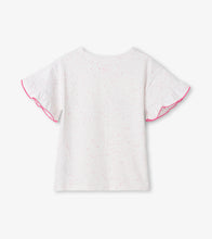 Load image into Gallery viewer, Fancy Flamingo Flutter Sleeve Tee - White