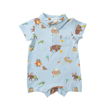 Load image into Gallery viewer, Wildlife On Vacation/ Blue Polo Shortie