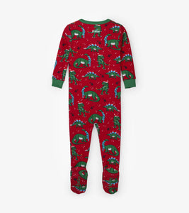 Festive Dinos Organic Cotton Footed Coverall