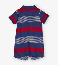 Load image into Gallery viewer, Navy Stripes Baby Romper