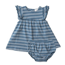 Load image into Gallery viewer, Seashore Stripe/Blue Tunic &amp; Diaper  Cover