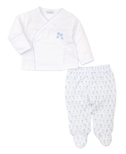 Giraffe Giggles Footed Pant Set Mix - Light Blue