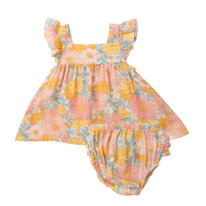 Groovy Garden/Multi Pinafore & High Waisted Diaper Cover