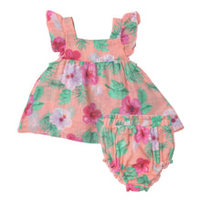 Load image into Gallery viewer, Hibiscus/Pink Pinafore &amp; High Waisted  Diaper Cover