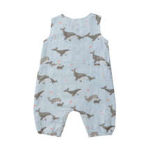 Load image into Gallery viewer, Grey Whales/Blue Slevless Shortie  Romper