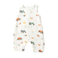 Load image into Gallery viewer, Tractors/White Slevless Shortie Romper