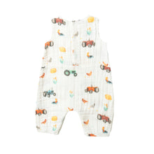 Load image into Gallery viewer, Tractors/White Slevless Shortie Romper