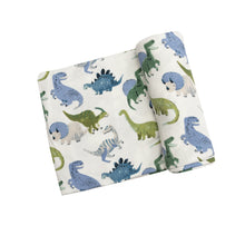 Load image into Gallery viewer, Painterly Dino Swaddle Blanket