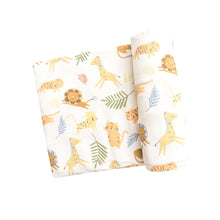 Load image into Gallery viewer, Animal Friends/White Swaddle Blanket