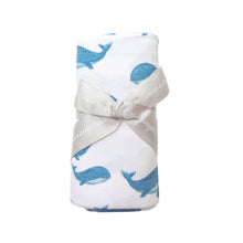 Load image into Gallery viewer, Blue Whales Swaddle Blanket