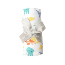 Load image into Gallery viewer, Dashed Underwater/White Swaddle  Blanket