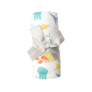 Dashed Underwater/White Swaddle  Blanket