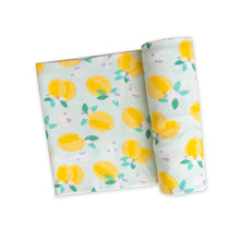 Load image into Gallery viewer, Lemons/ Blue Swaddle Blanket
