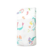 Load image into Gallery viewer, Mermaids/White Swaddle Blanket