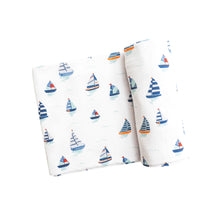 Load image into Gallery viewer, Nautical Boats Swaddle Blanket