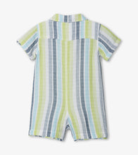 Load image into Gallery viewer, Seaside Stripe Baby Woven Romper - Morrocan Blue