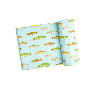 Freshwater Fish Swaddle Blanket Blue